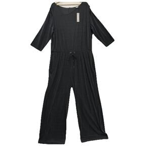 Chico’s Travelers Jumpsuit Womens 4 20/22 Gray Slinky Stretch Drawstring NWT
